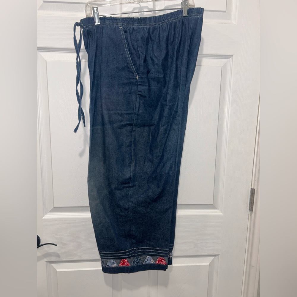 Koret City Blues Women’s XL Drawstring Waist‎ Jeans With Red & Blue Details